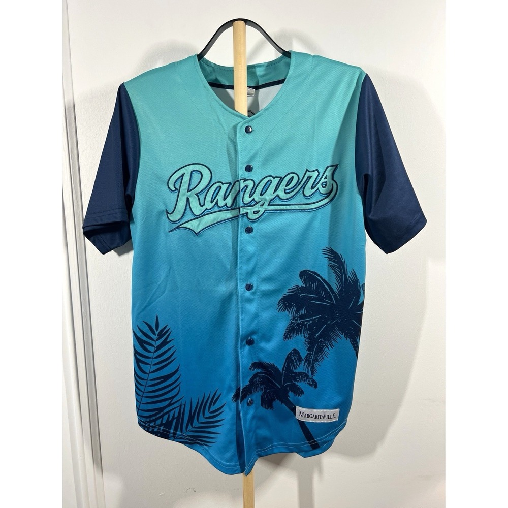 Margaritaville Jimmy Buffet Night Texas Rangers  #25 Baseball Jersey Blue Navy M